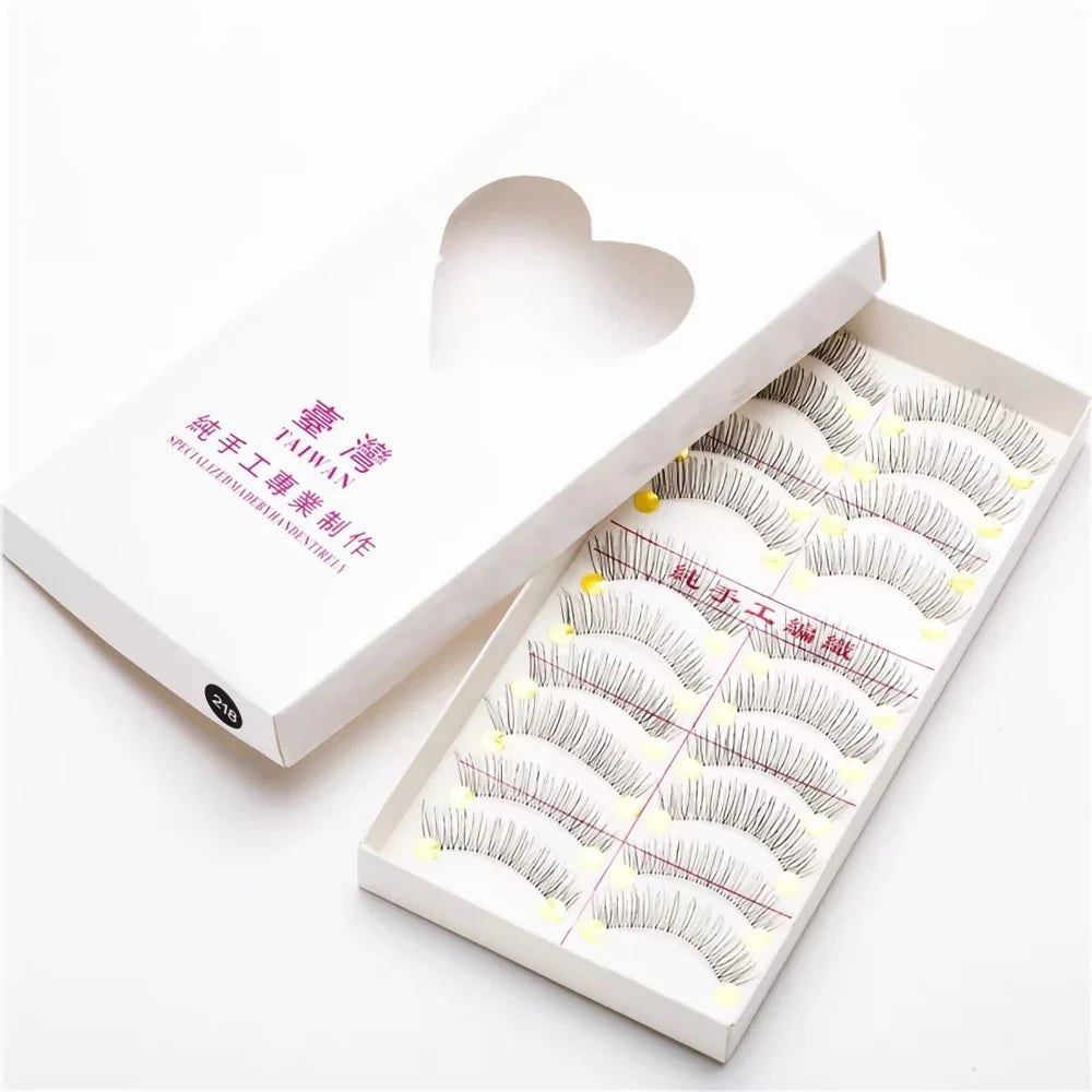 10 Pairs Handmade Natural Long False Eyelashes – Lightweight Dramatic Fake Lashes #217