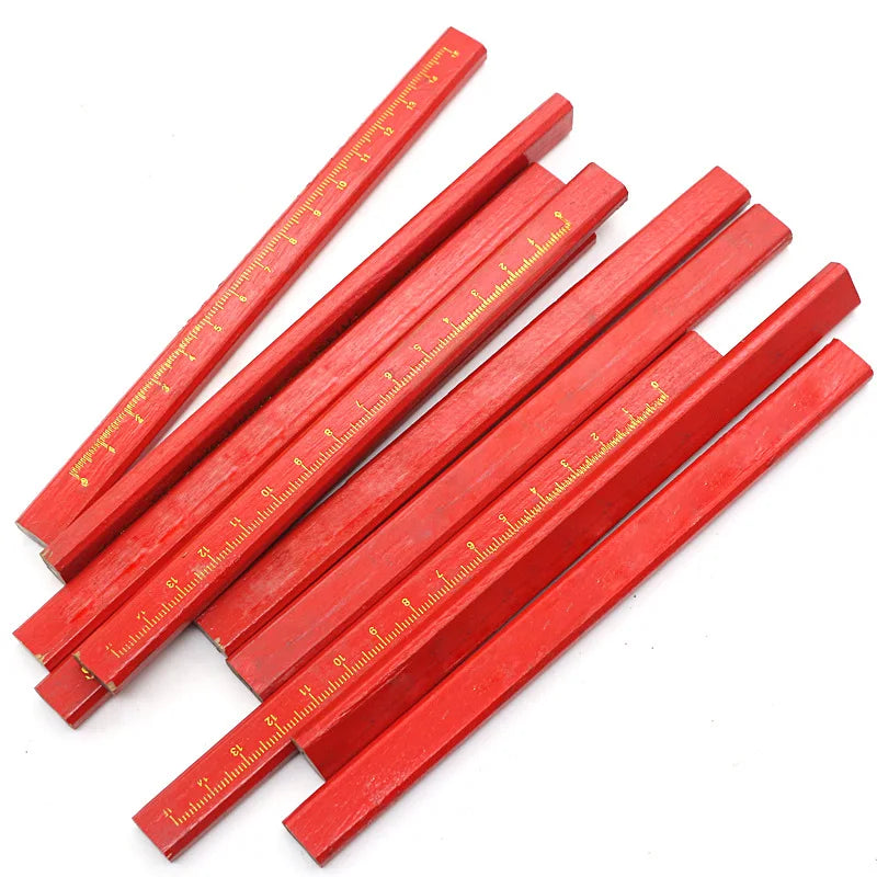 10pcs Carpenter's Pencil Thick Core Black Pen - Special Marking DIY Tool with Scale, Stationery for Carpenter Projects
