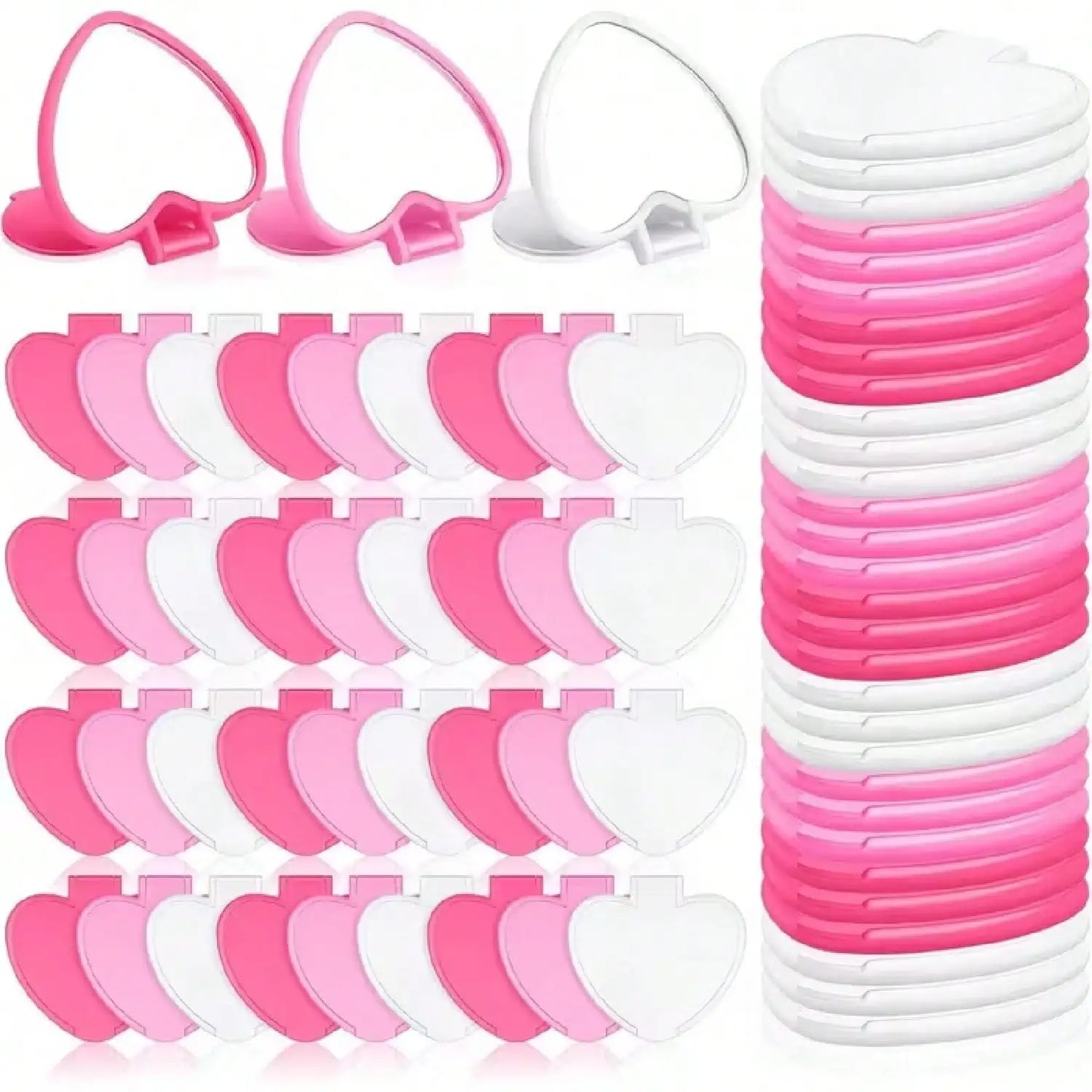 Heart-Shaped Folding Pocket Mirror - Mini Portable Makeup Mirror for Travel & Gifts