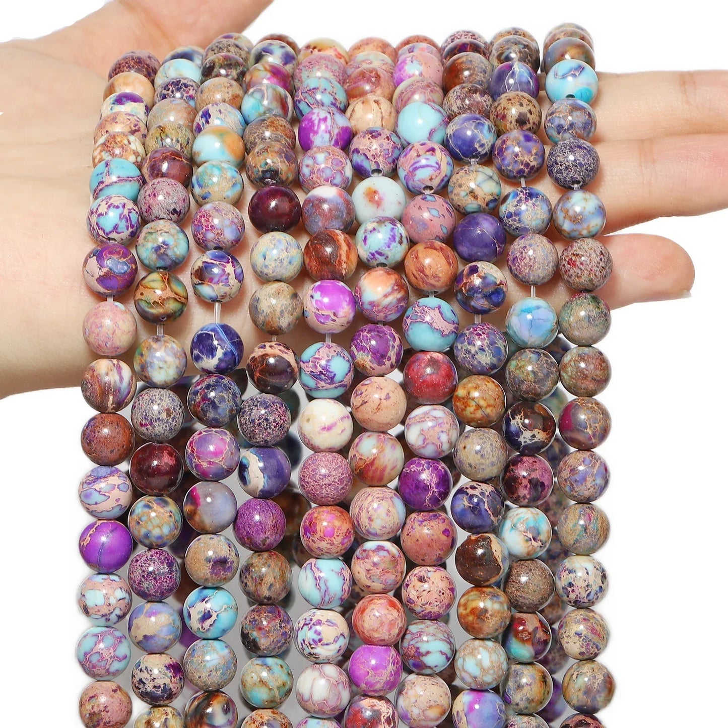 Natural Flame Stone Beads - Yooperlite & Fire Sodalite Loose Spacer Beads for DIY Bracelets and Necklaces
