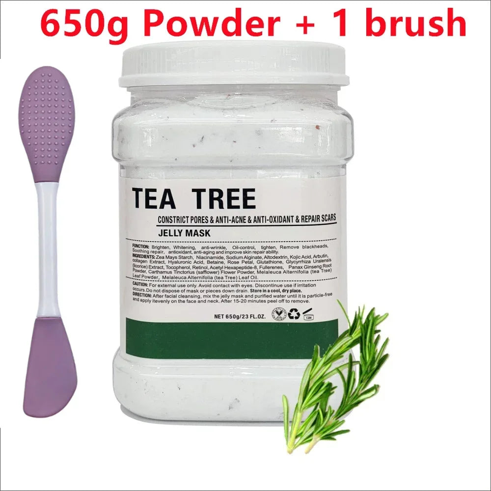 650g Chamomile & Hyaluronic Acid Facial Mask Powder – Moisturizing Rose Jelly Skin Care Mask with Silicone Brush for Elasticity Boost
