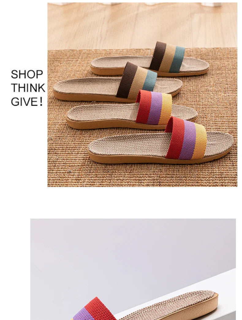 Unisex Fabric Summer Slippers – Breathable Soft Slip-On Indoor Home Shoes