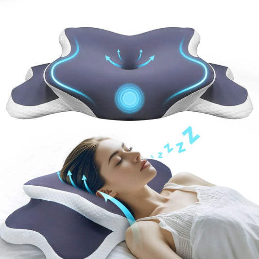 Memory Foam Cervical Pillow - Ergonomic Orthopedic Neck Support Pillow for Neck Pain Relief, Side Back & Stomach Sleepers