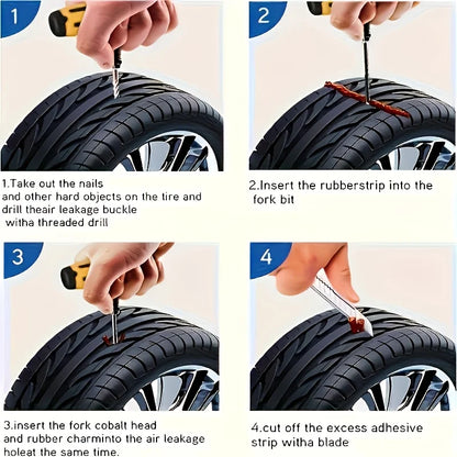 Universal Vacuum Tire Repair Kit — Portable Emergency Puncture Fix for Car, Motorcycle, Bike, Truck & SUV, With or Without Glue
