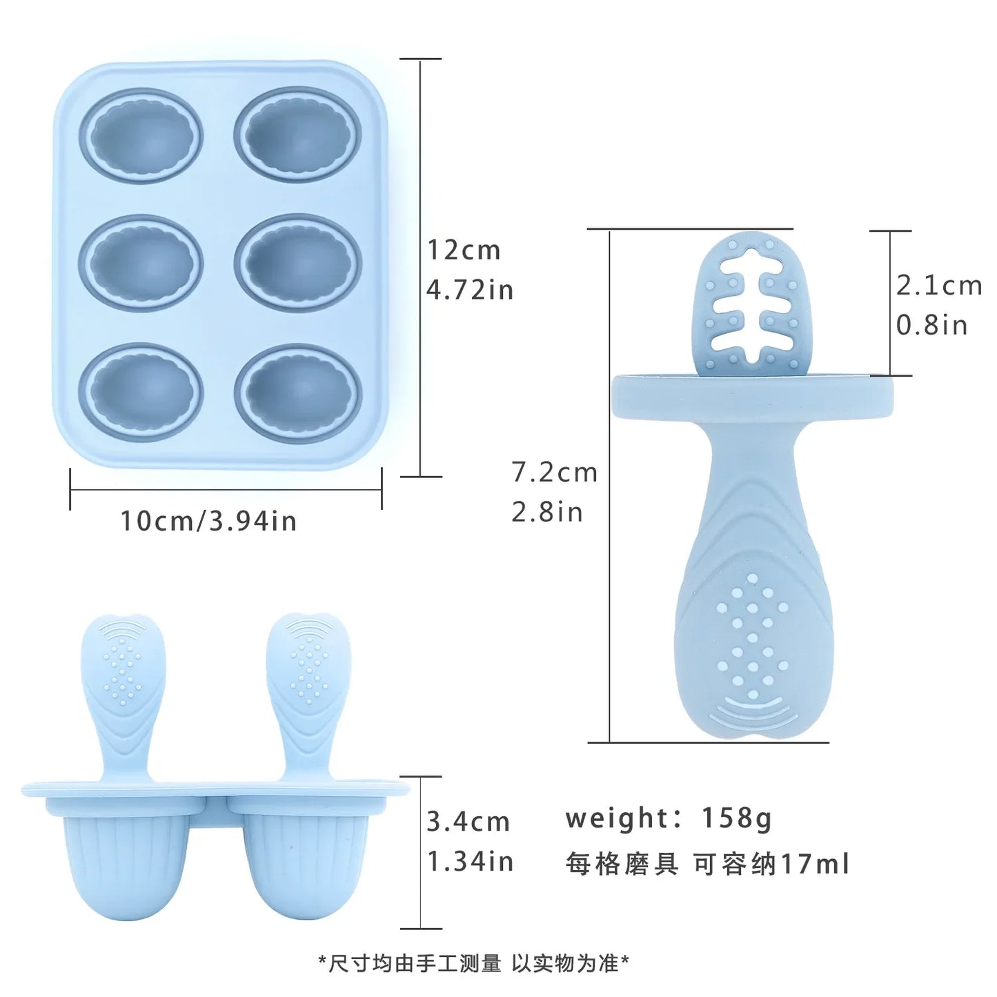4/6 Cavity Baby Teething Ice Cream Mold – Silicone Freezing Milk Popsicle Stick Maker for DIY Homemade Summer Treats & Kitchen Use