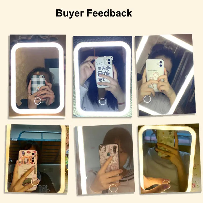 3-Color LED Vanity Mirror – Touch Screen, USB Rechargeable, Dimmable Makeup Mirror with Adjustable Brightness, Portable