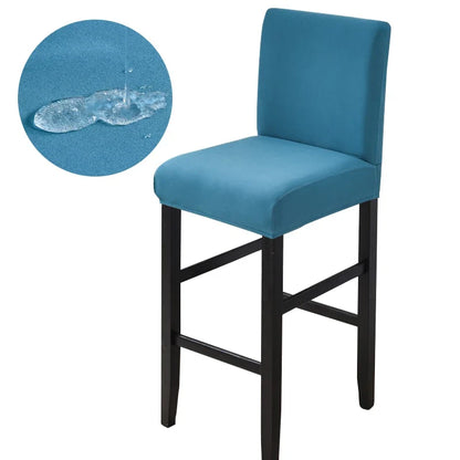 Waterproof Bar Stool Covers - Stretch Short Back Chair Protector Covers for Kitchen Dining Room Cafe Counter Height Seats