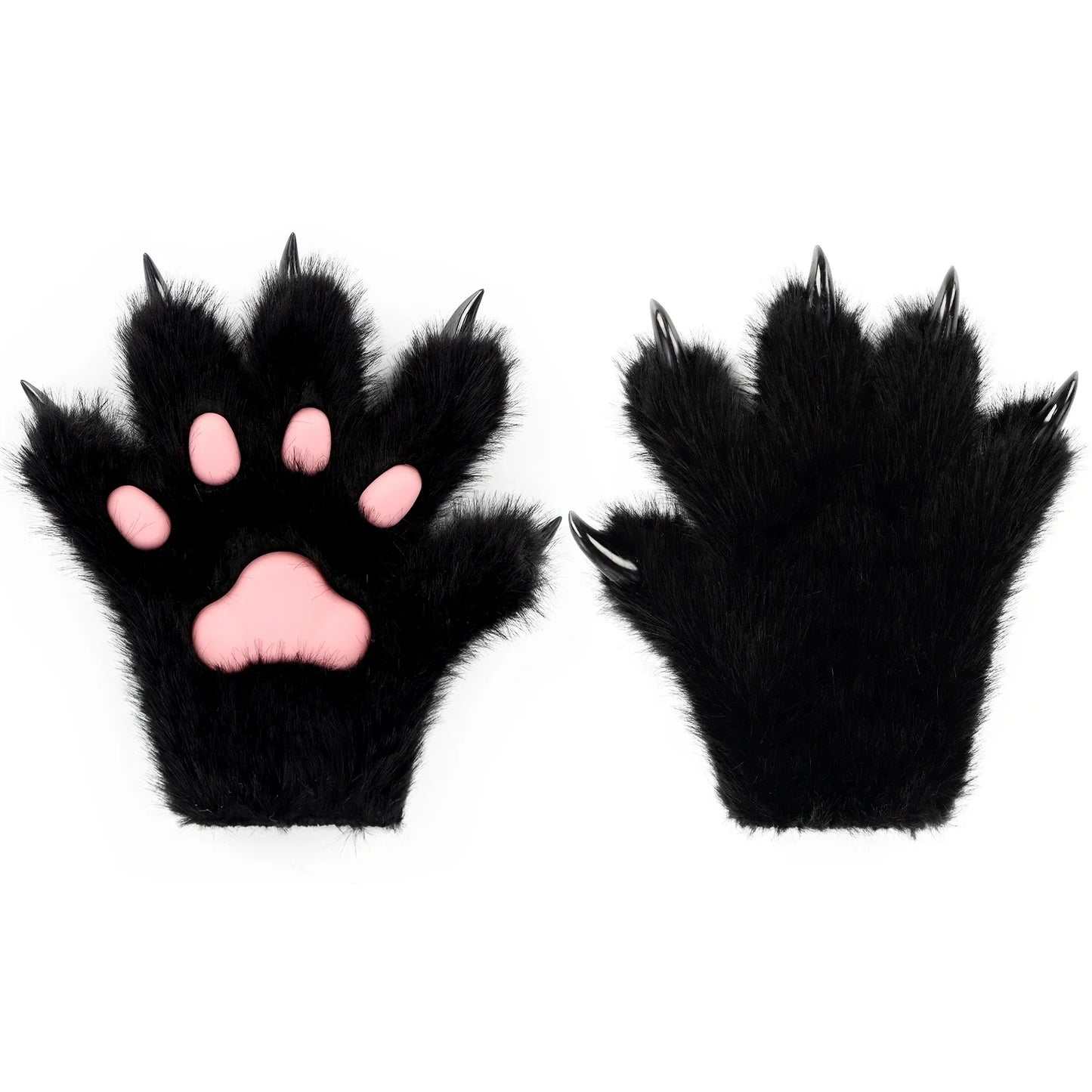 Furry Animal Paw Gloves – Cat, Wolf, Fox, Dog Fluffy Costume Mittens for Kids Cosplay, Halloween & Christmas