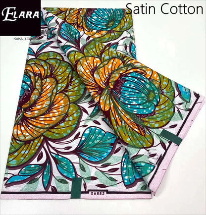 African Real Wax Print Fabric - Grand Original Ankara Blue Cotton Wax Material 6 Yards for Stylish Dresses & Uniforms