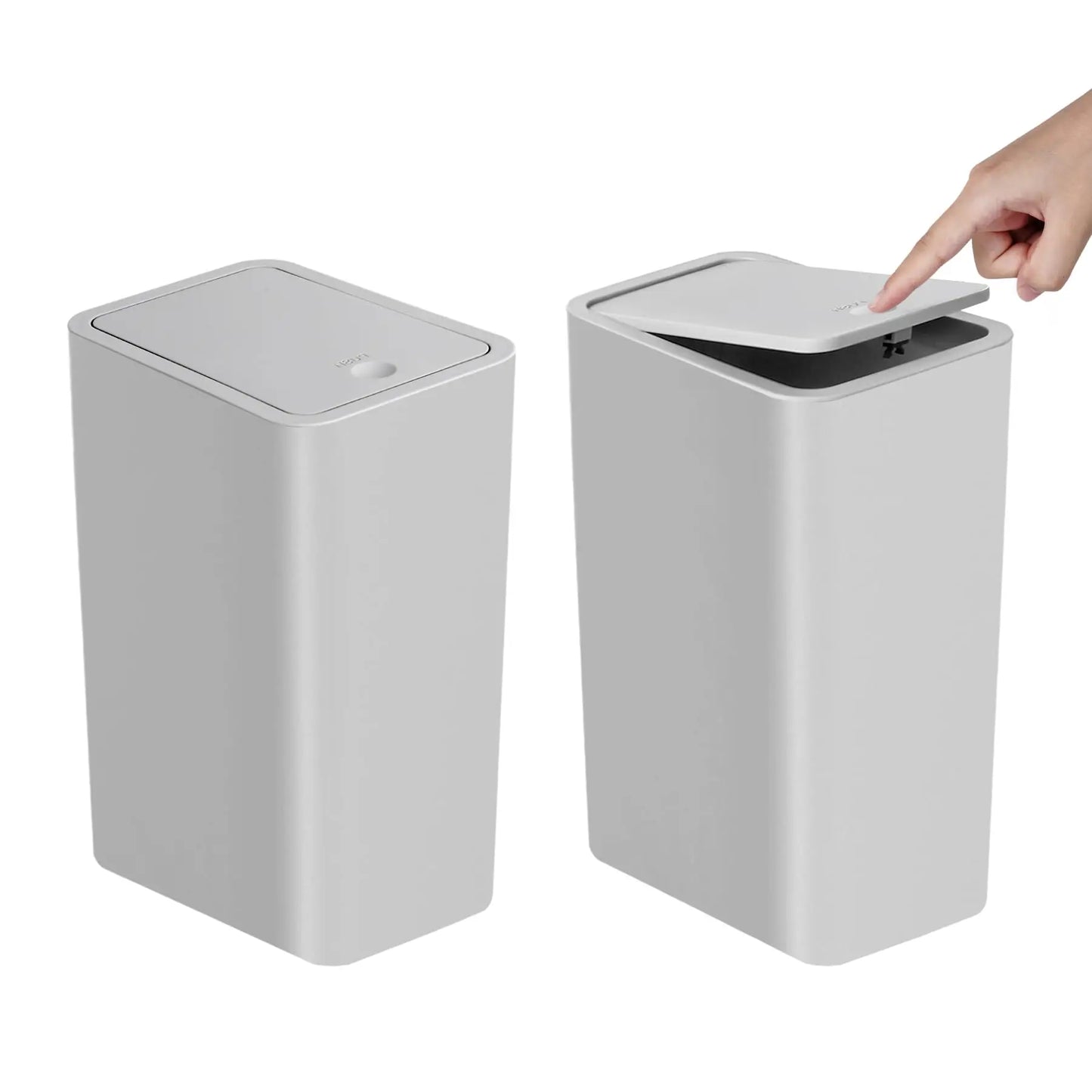 10L Bathroom Trash Can with Press Top Lid – Small Plastic Garbage Bin for Toilet, Bedroom & Living Room