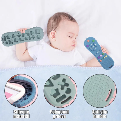 Silicone TV Remote Teether Toy - Baby Sensory Learning & Soothing Chew Toy