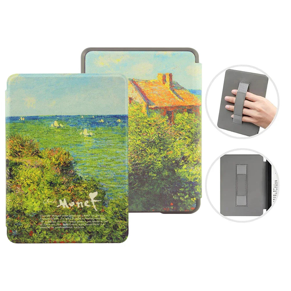 6" Kindle 11th Generation 2024 Case | PU Leather Ebook Cover with Hand Strap & Auto Wake Sleep