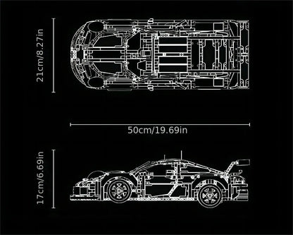 1580PCS Technical Electric Remote Control Car 911RSR – Lights & DIY Building Blocks, Compatible with 42096, Birthday Gift Toy for Kids