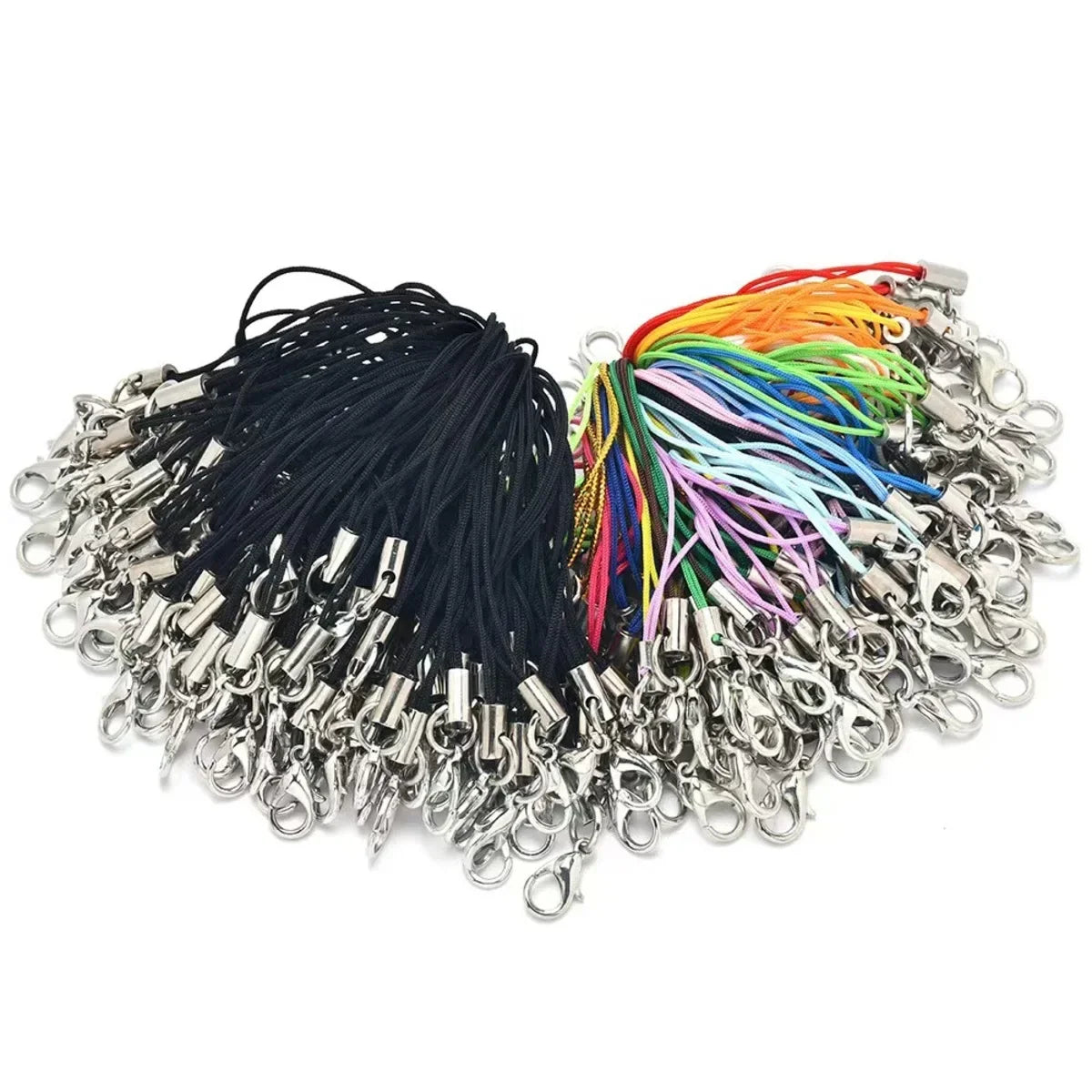 50PCS Black Strap Charm Cords - Lanyard Rope Keychains with Lobster Clasps for Jewelry & DIY Accessories