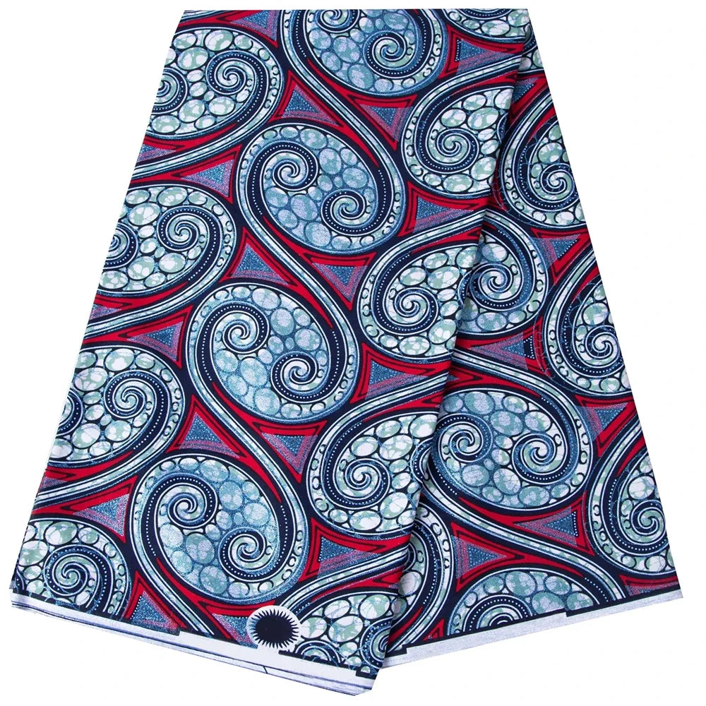 Shine African Ankara Wax Fabric - 6 Yards 100% Cotton Hot Stamping Print for Party Dresses, Sewing & Crafts