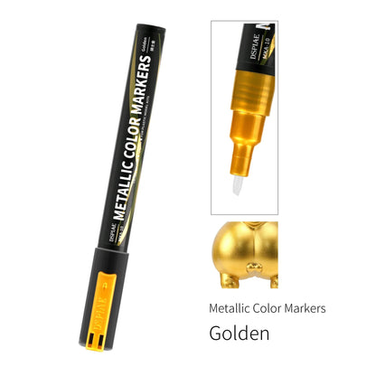 DSPIAE MKA Super Metallic Brush Pen – 12 Water-Based Colors with Soft Tip for Gundam & Mecha Model DIY Hobby