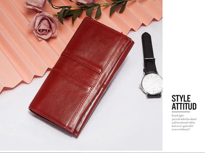 Women’s Genuine Leather Clutch Wallet – RFID Blocking Phone Purse with Zipper Pocket & Card Holder