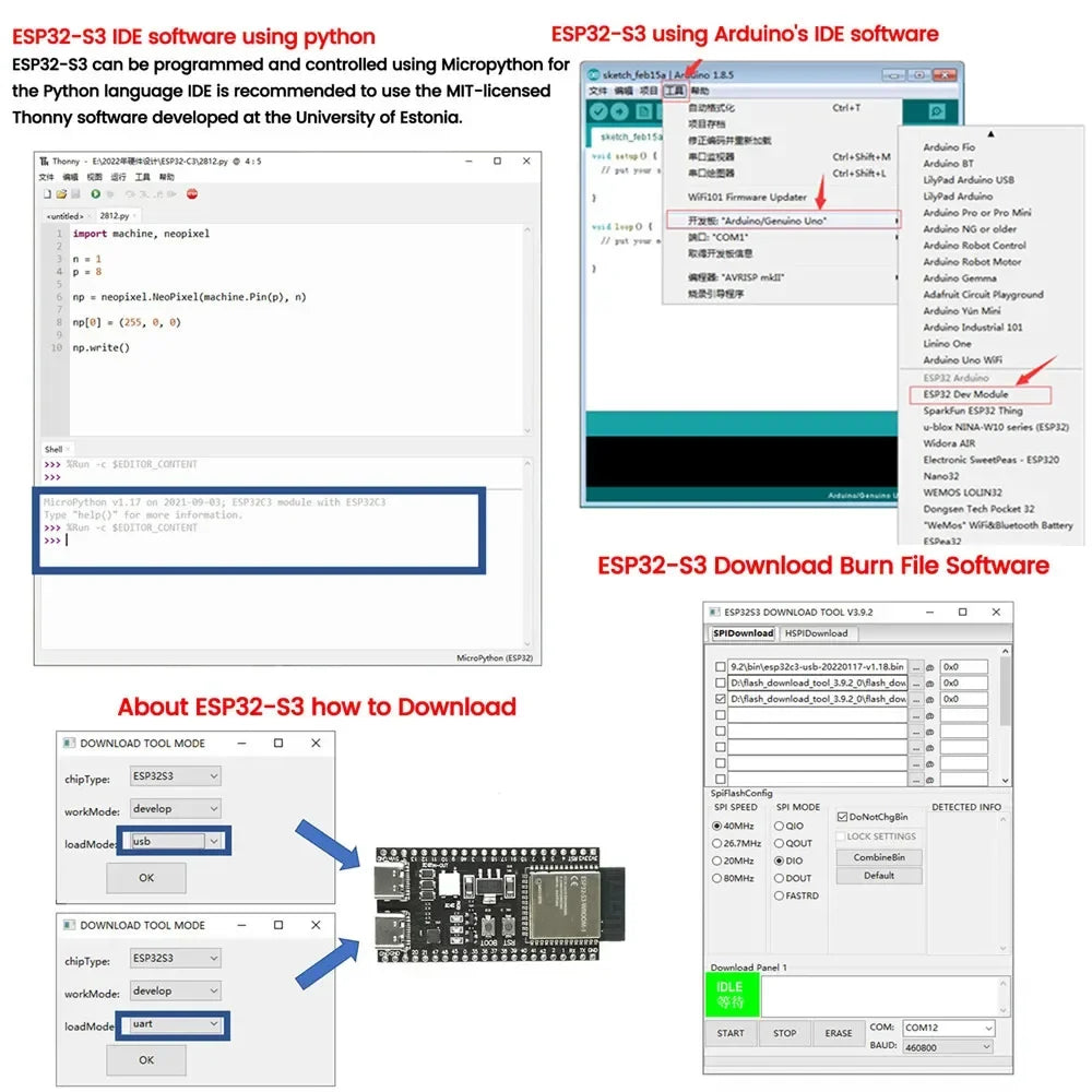 ESP32-S3 WROOM-1 Development Board - 44-Pin WiFi Bluetooth Module with 16MB Flash & 8MB PSRAM for Arduino IDE