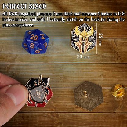 DND 5E Character Class Enamel Pin Set - 15PCS Dungeon Master RPG Badges Nerd Collection Gift