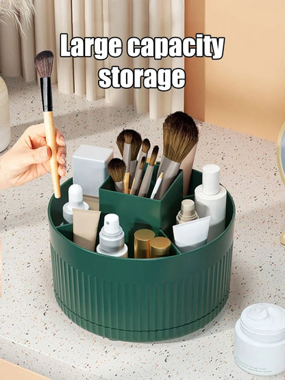 360° Rotating Makeup Brush Holder - Desktop Cosmetic Storage Shelf for Brushes, Lipsticks & Pens