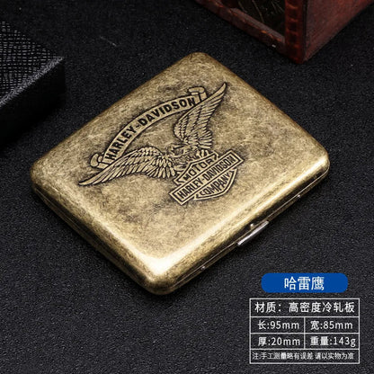 Retro Metal Cigarette Case - 20-Piece Capacity Vintage Bronze Tobacco Storage Holder
