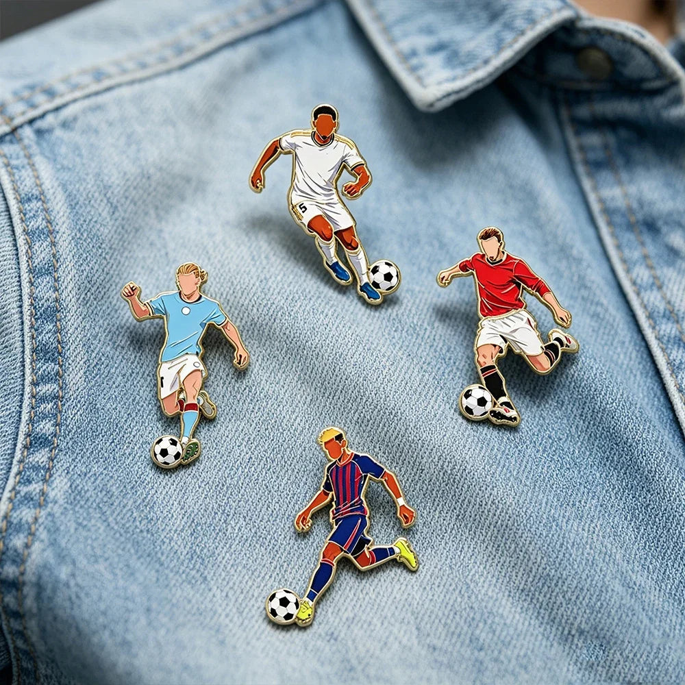 Football Player Enamel Brooch - Creative Sport Metal Lapel Pin Jewelry Gift