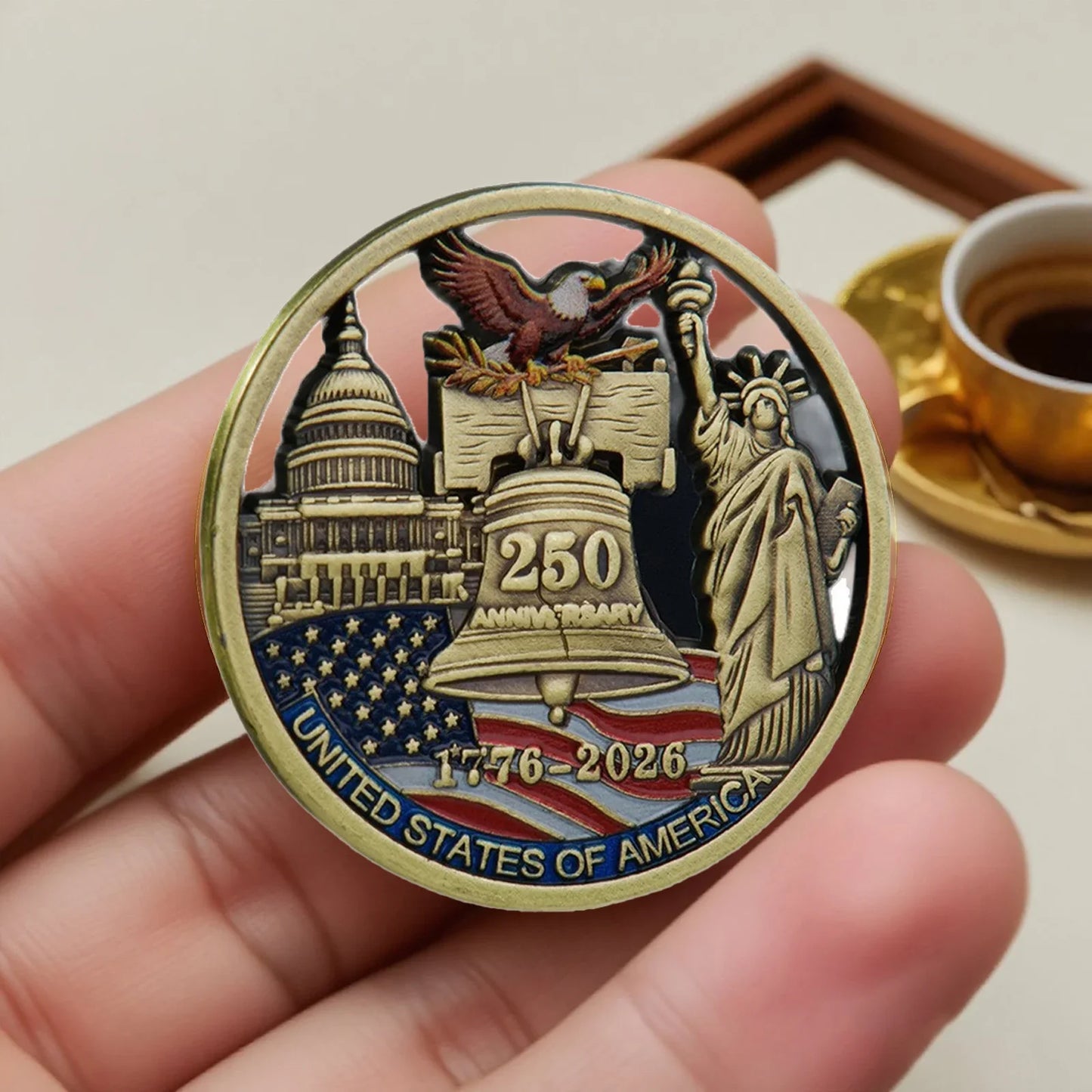 250th Anniversary America Commemorative Coin - Bronze Plated Statue of Liberty Collectible Souvenir for History Collectors