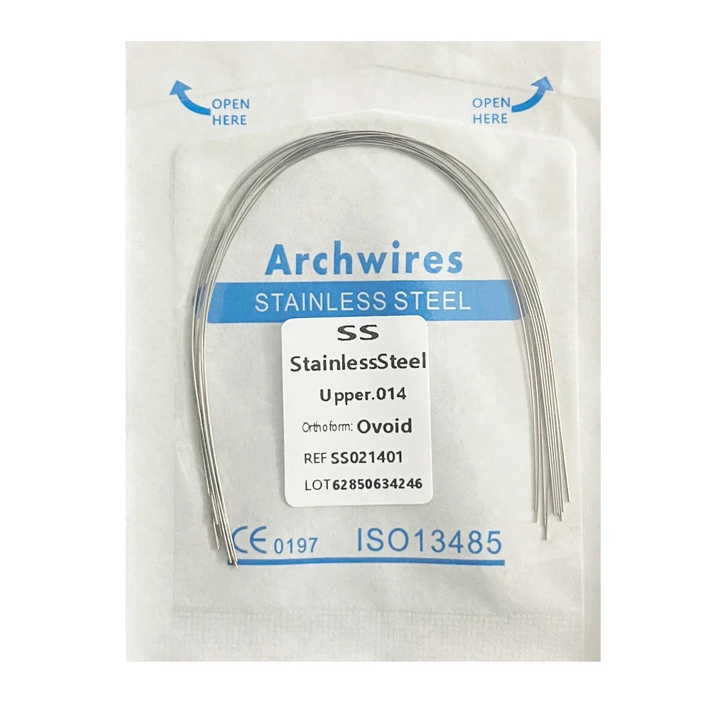10PCS Dental Orthodontic Arch Wire Set - Stainless Steel Round & Rectangular Dentist Ovoid Form Material