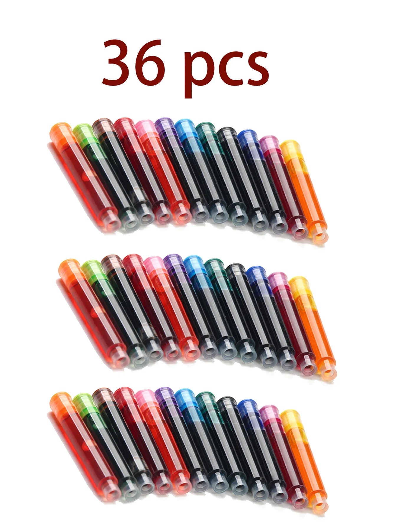 Colorful Fountain Pen Ink Cartridges - 12-60PCS 3.4mm Ink Sac Refills for Drawing, School & Office Writing Supplies