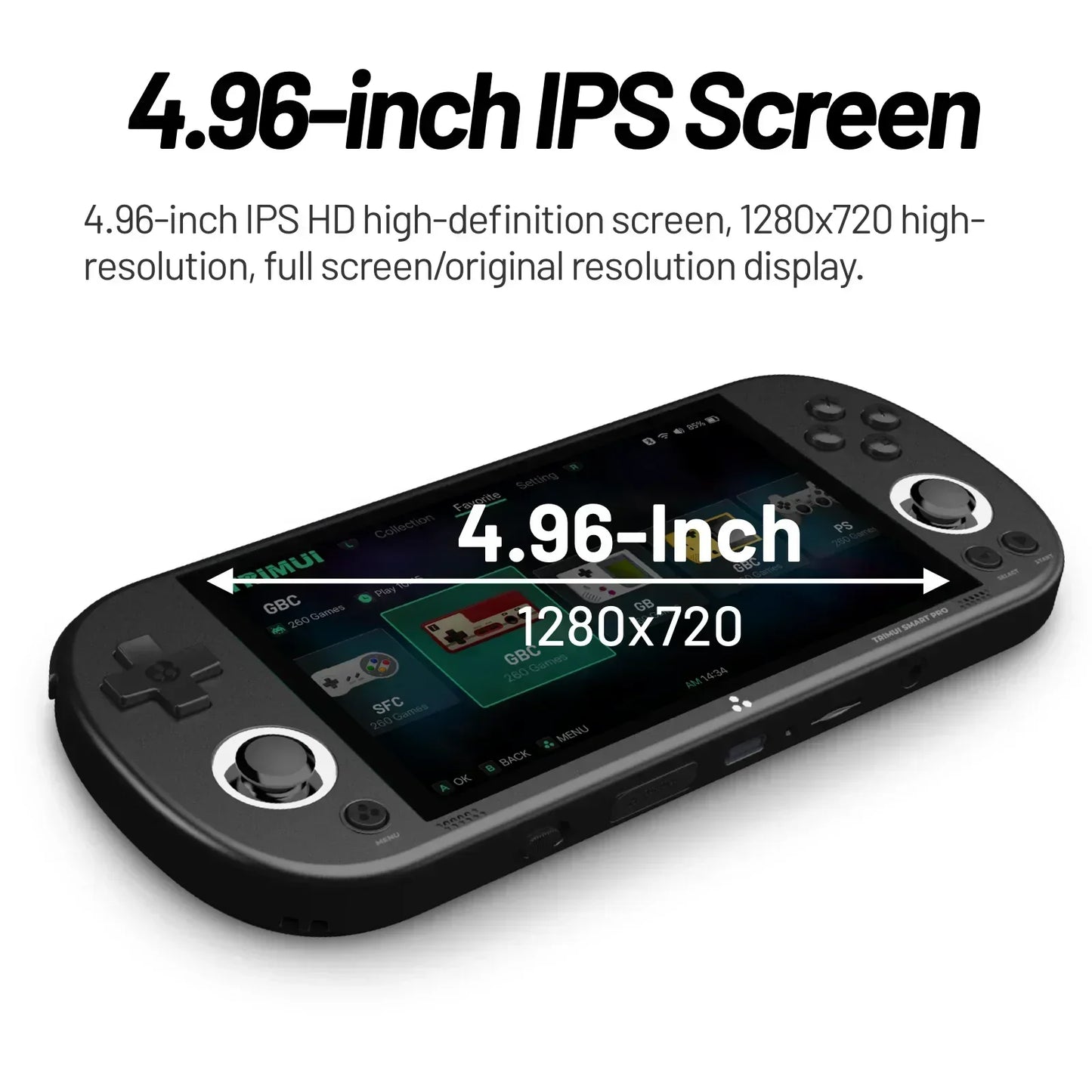 Trimui Smart Pro Handheld Game Console – 4.96'' IPS Screen, Linux System, Joystick & RGB Lighting, Retro Video Game Player Gift