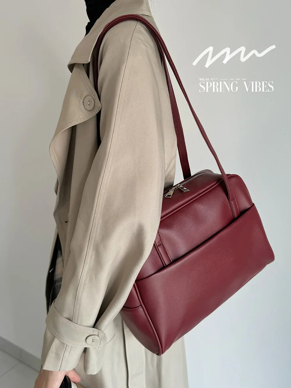 CGCBAG Vintage Designer Women’s Tote Bag – Luxury PU Leather Shoulder Bag, Large Capacity Handbag for Ladies