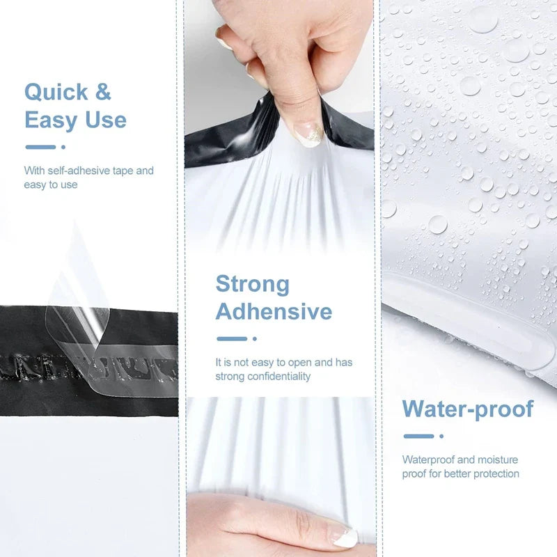 50PCS White Courier Bags – Self-Adhesive Plastic Mailing & Shipping Envelopes