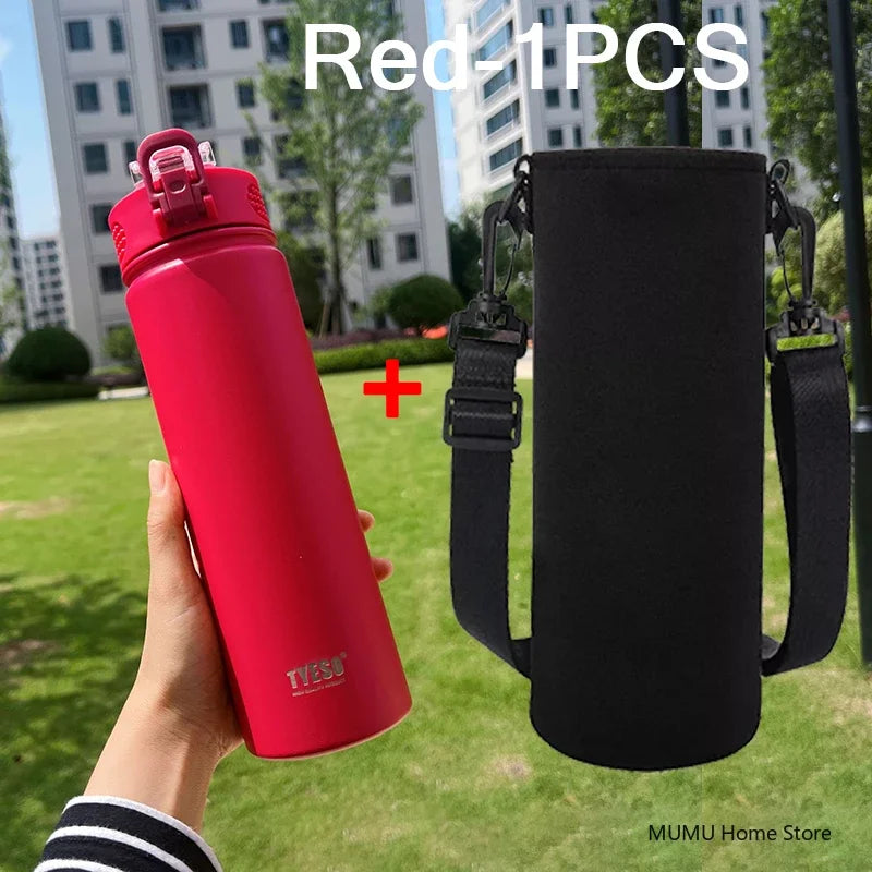 TYESO Stainless Steel Thermos Bottle with Straw - 600ML/750ML Insulated Thermal Sports Water Bottle for Hot & Cold Drinks