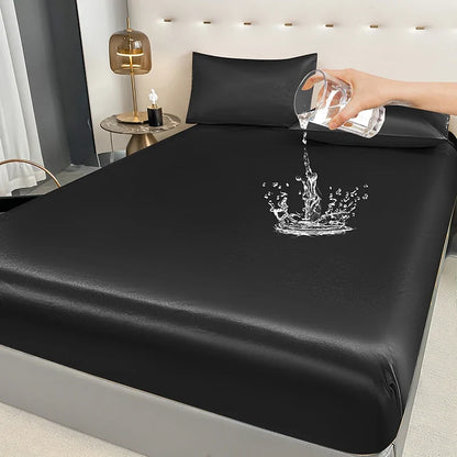 Waterproof Fitted Mattress Sheet - Anti-Slip Elastic Band Bed Cover with Adjustable Fit