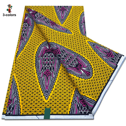 Newest African Ankara Wax Fabric - 100% Cotton Soft Dutch Hollandais Pagne Print for Dresses & Sewing