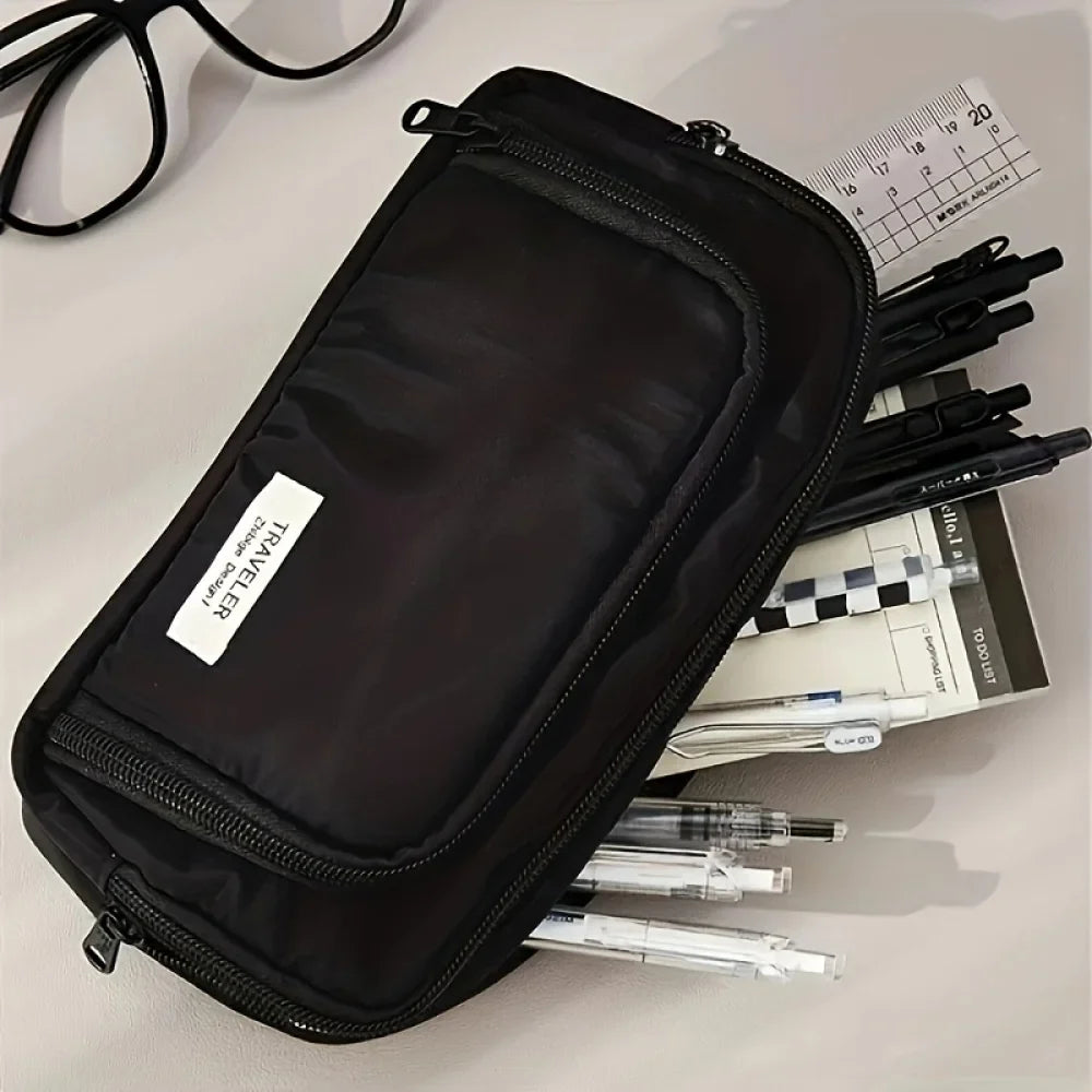 Large Capacity Pencil Case - Portable Handheld Pen Pouch and Cosmetic Storage Bag for School Office and Travel