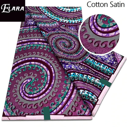 African Real Wax Print Fabric - Grand Original Ankara Blue Cotton Wax Material 6 Yards for Stylish Dresses & Uniforms