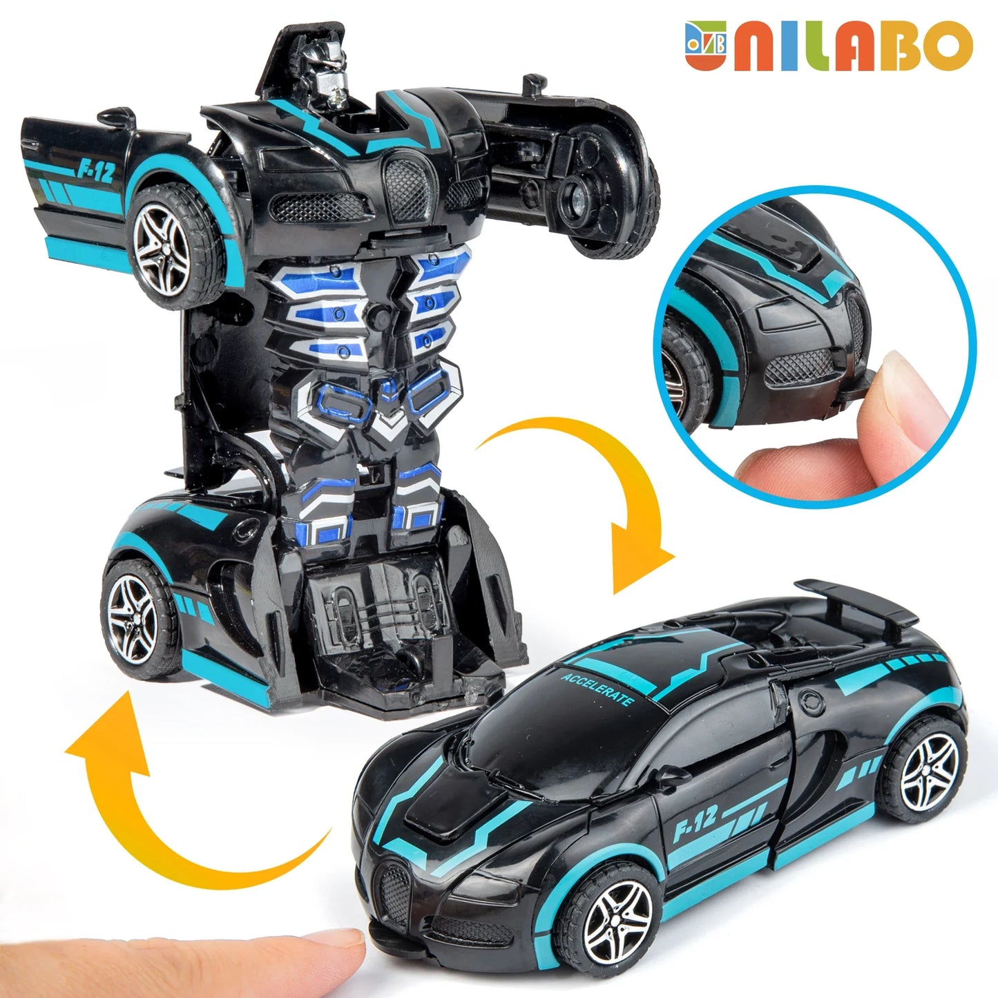 Transformable Robot Sports Car Toy - Battery-Free Educational Vehicle Model for Kids' Play & Learning