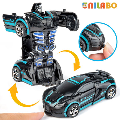 Transformable Robot Sports Car Toy - Battery-Free Educational Vehicle Model for Kids' Play & Learning