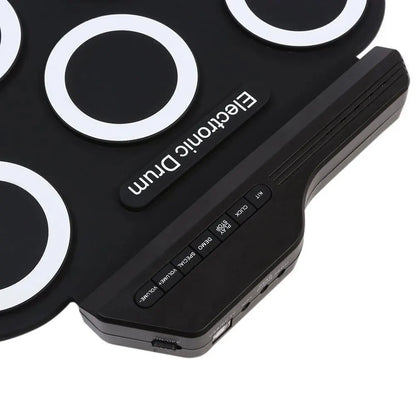 Portable Folding USB Electronic Drum Kit - Silicone Roll-Up Practice Pad with Drumsticks & Sustain Pedal