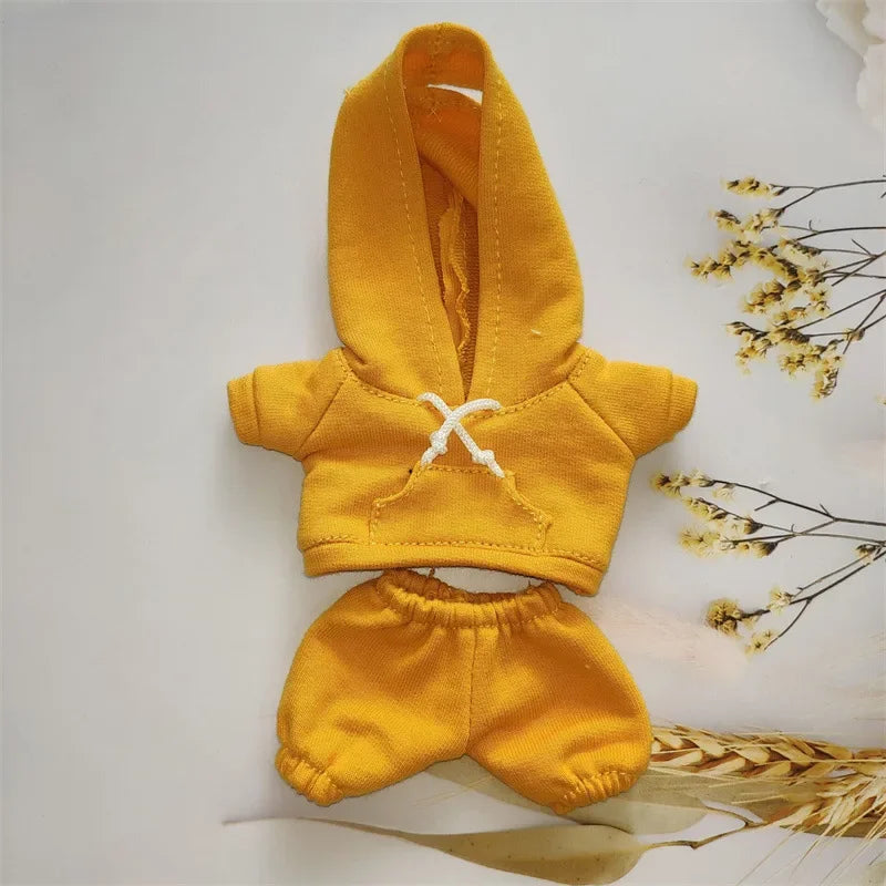 17cm Labubu Doll Outfit Set – Black Hoodie Sweatshirt & Pants, DIY Gift for Dolls