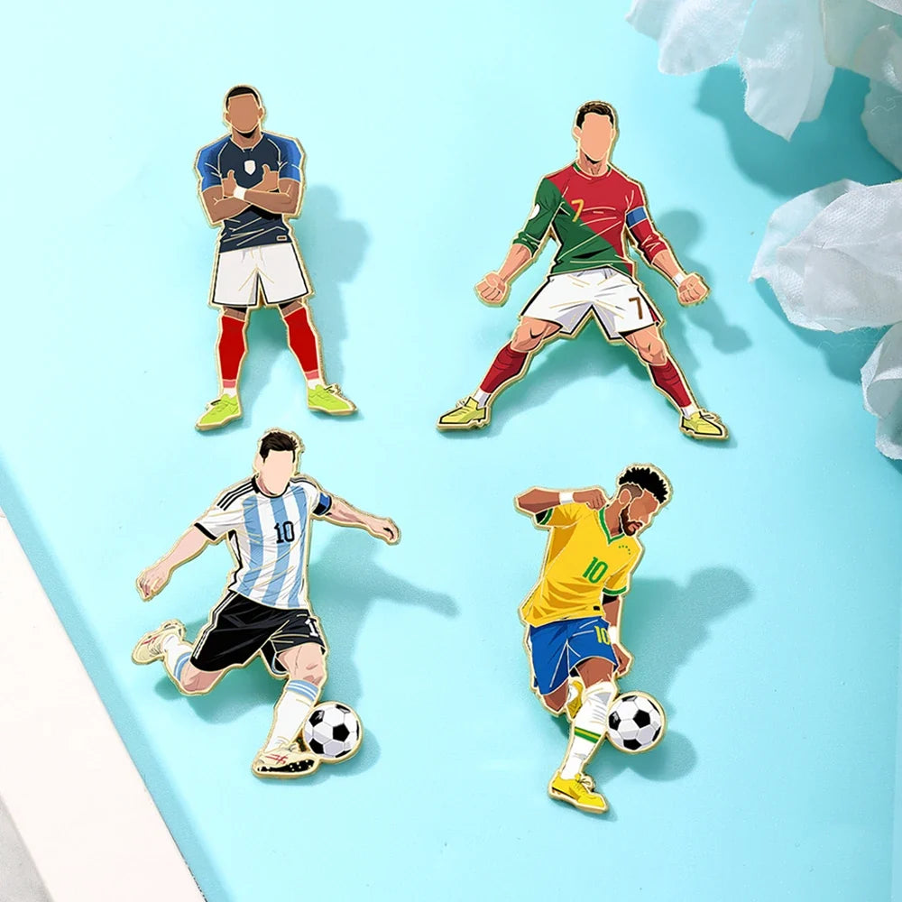 Football Player Enamel Brooch - 7th Player Goalkeeper Sport Metal Lapel Pin Jewelry Gift