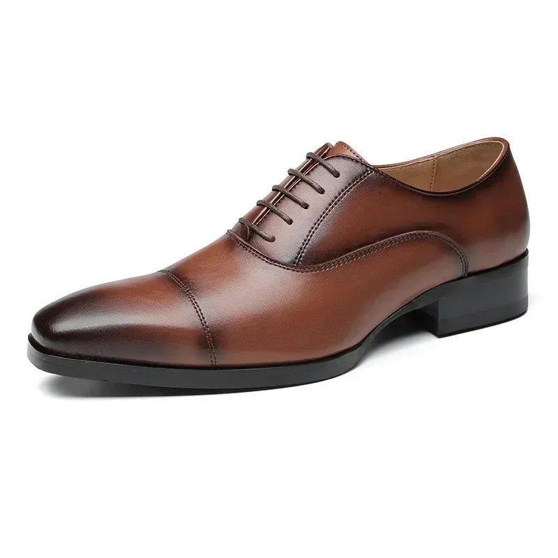 Men’s Italian Leather Oxford Shoes - Luxury Classic Square Toe Wedding Dress Shoes Sizes 39-47