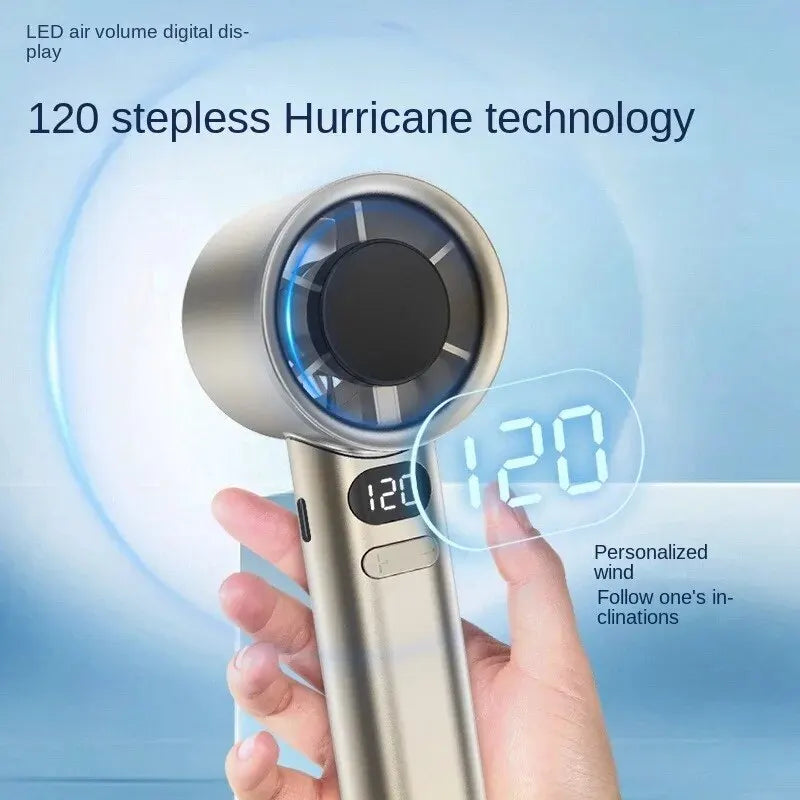 Portable Mini Bladeless Hand Fan – USB Rechargeable Handheld Personal Fan with 120-Speed High-Speed Airflow, Electric Cooling Fan