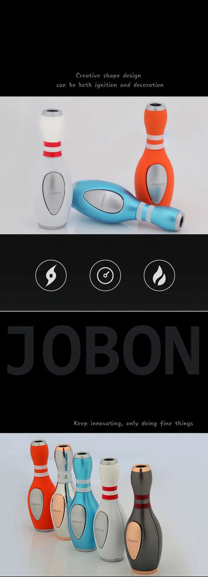 Jobon Bowling Ball Shaped Butane Gas Lighter – Windproof Jet Turbine Torch with Blue Flame, Metal Outdoor Gift