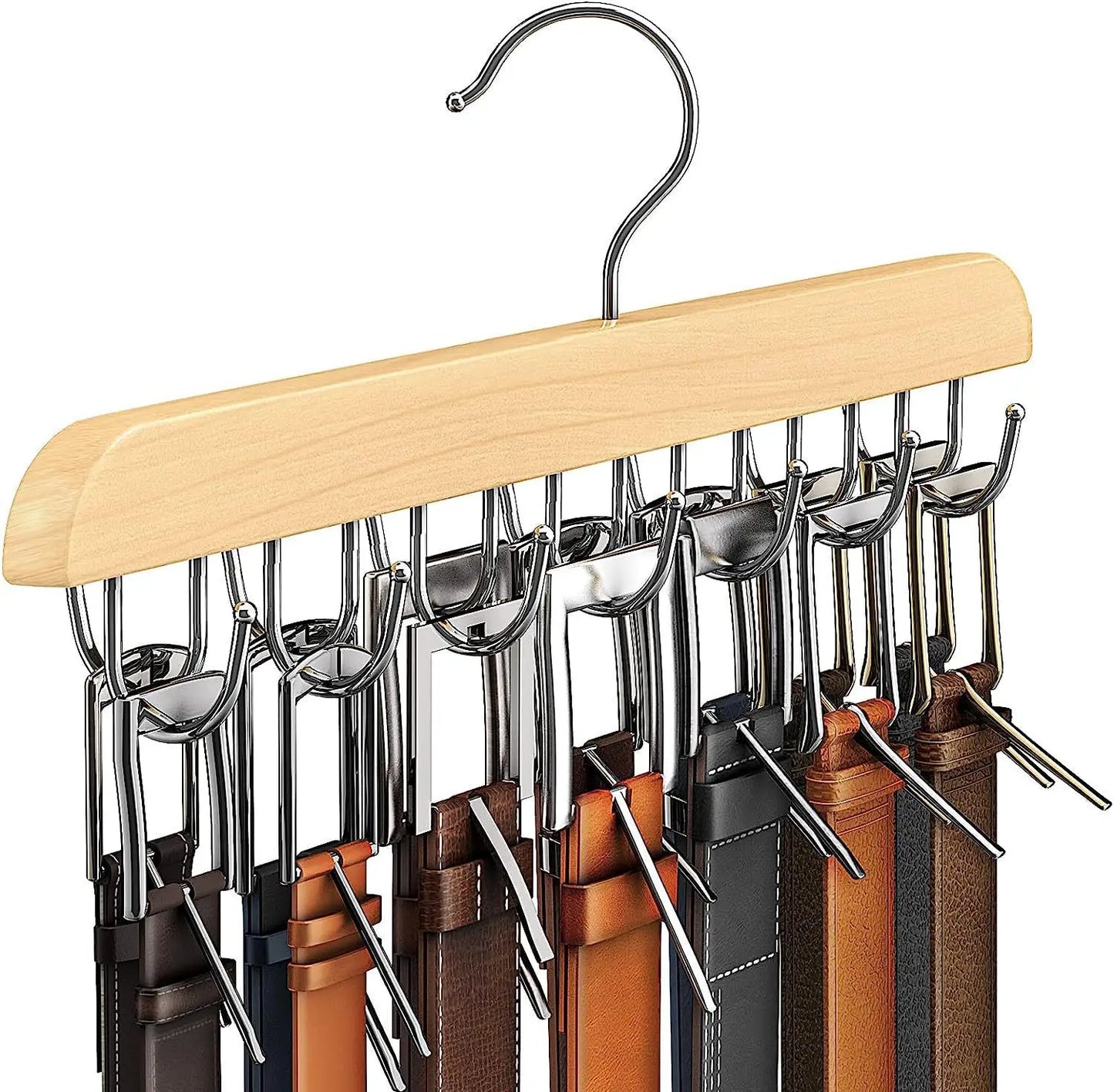 Wooden Belt Rack – Women’s & Men’s Clothes Storage Hanger for Belts, Scarves, Ties, and Wardrobe Organizer