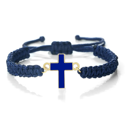 Jesus Cross Braided Bracelet - Handmade Christian Faith Friendship Bangle Jewelry Gift for Women & Men