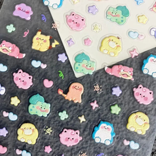 Pokemon Pikachu 5D Nail Stickers - Embossed Nail Art Decals for DIY Phone Case Decor Birthday Kids Gift