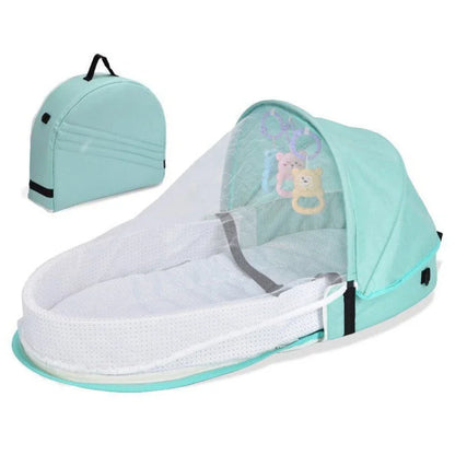 Foldable Baby Travel Crib - Anti-Crush Portable Bed with Mosquito Net & Comfortable Mattress for Newborns