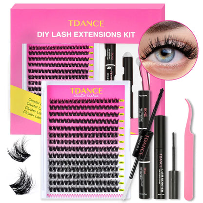TDANCE 280PCS DIY Lash Extension Kit – Mix Clusters (30D/40D) with Bond, Seal & Remover for At-Home Application